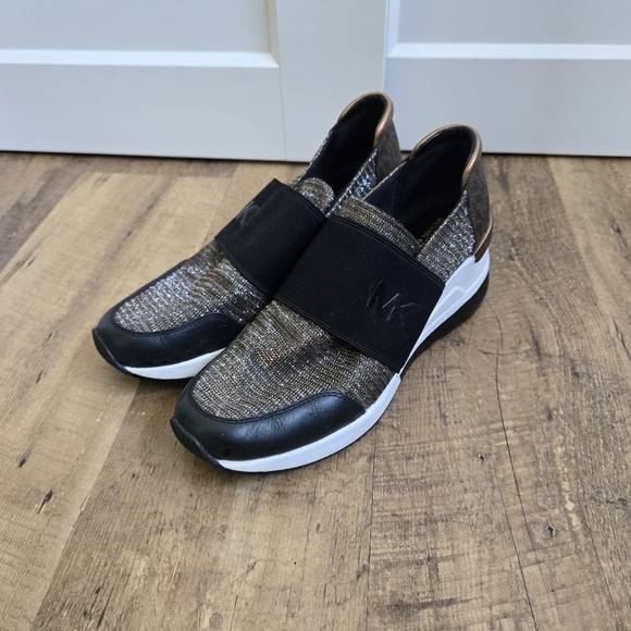 Michael Kors Womens 7m Black and Brown Slip-On Sneakers - Picture 1 of 11